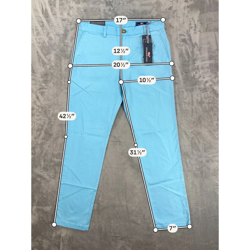 New Vineyard Vines Breaker Pant Mens 32x32 Blue Bird Stretch Chino Trousers
